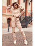 Damen-Sportset mit Ausschnitten, beige FI628 – Online-Shop – Boutique